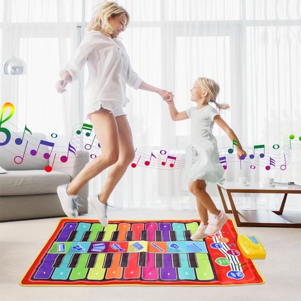 Kids Musical Piano Mat Duet Keyboard Play Mat 20 Keys Floor Piano with 8 Instrument Sound 5 Paly Modes Dance Pad Educatinal Toys 241216