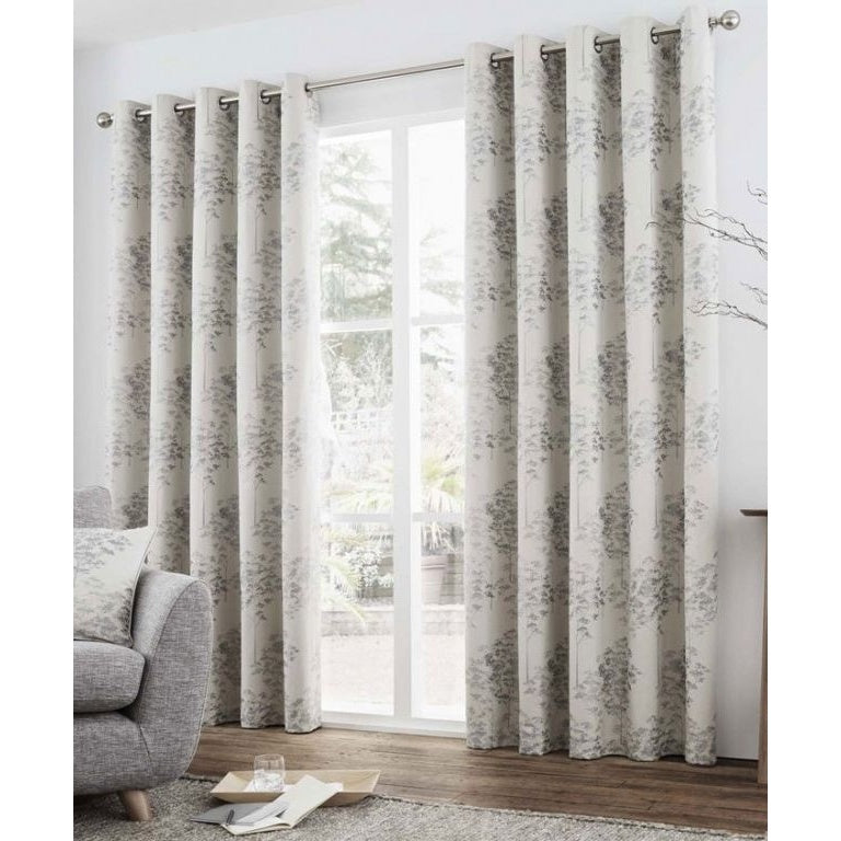 Curtina Elmwood Curtains - Silver - 90x90