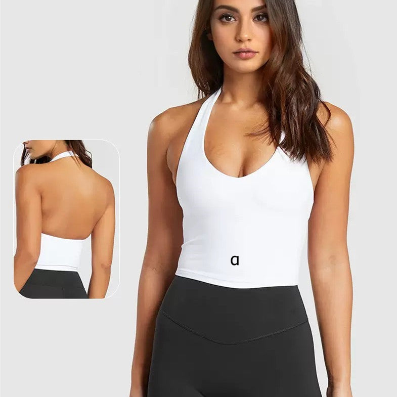 AT4801 Women Yoga Bras Tops bralette Backless Fintness Tank lingerie Top Solid Workout Breathble Shockproof Top Backless