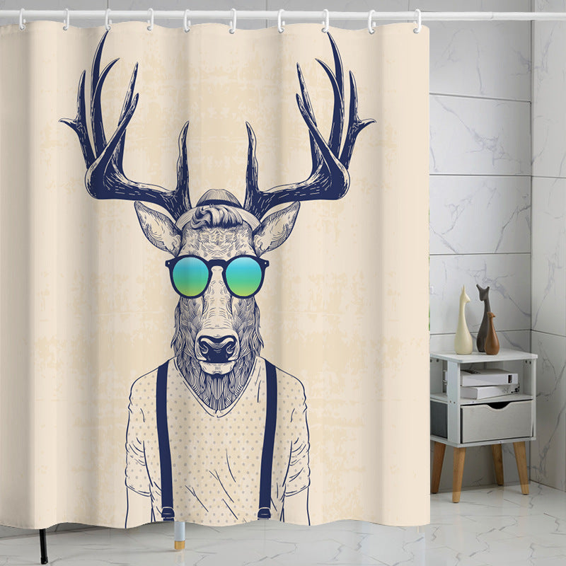 YL-37525 hot selling digital printing shower curtain animal waterproof, mildew-proof and moisture-proof bathroom dry and wet separation isolation cu