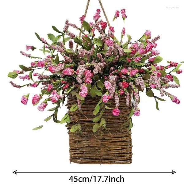 Decorative Flowers Hydrangea Basket Artificial Flower Wall Hanging Holder Multifunctional Florist Rattan Planter