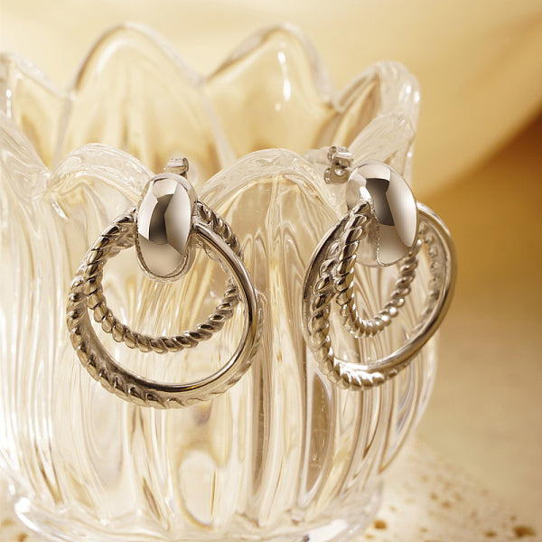Boucles d'oreilles pendantes à double couche en acier inoxydable 304 pour femmes