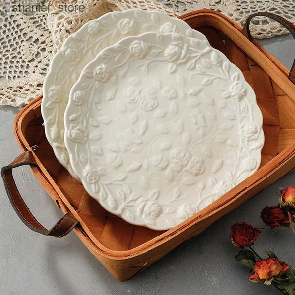 Dishes Plates European Three sided Rose Dessert Plate Creative Breakfast Cake Plate Salad Plate Kitchen Utensils L240910