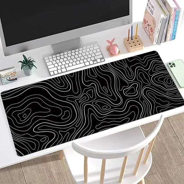 1Pcs Gaming Mouse Pad Large Keyboard Pad 31.5 x 11.8in Topographic Mouse Pad Black and White Mouse Pad for Keyboard with Anti-SlT250121