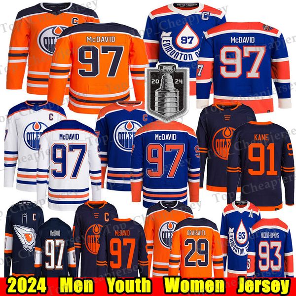 2024 Stanley Cup Final #97 Connor McDavid Edmonton hockey jersey #29 Leon Draisaitl Wayn Gretzky Evander Kane Zach Hyman Mattias Ekholm Stua