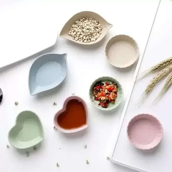 Seasoning Snack Plates Designs 4 Dishes Salt Vinegar Soy Sauce Saucer Condiment Containers Degradation Wheat Straw Bowl r