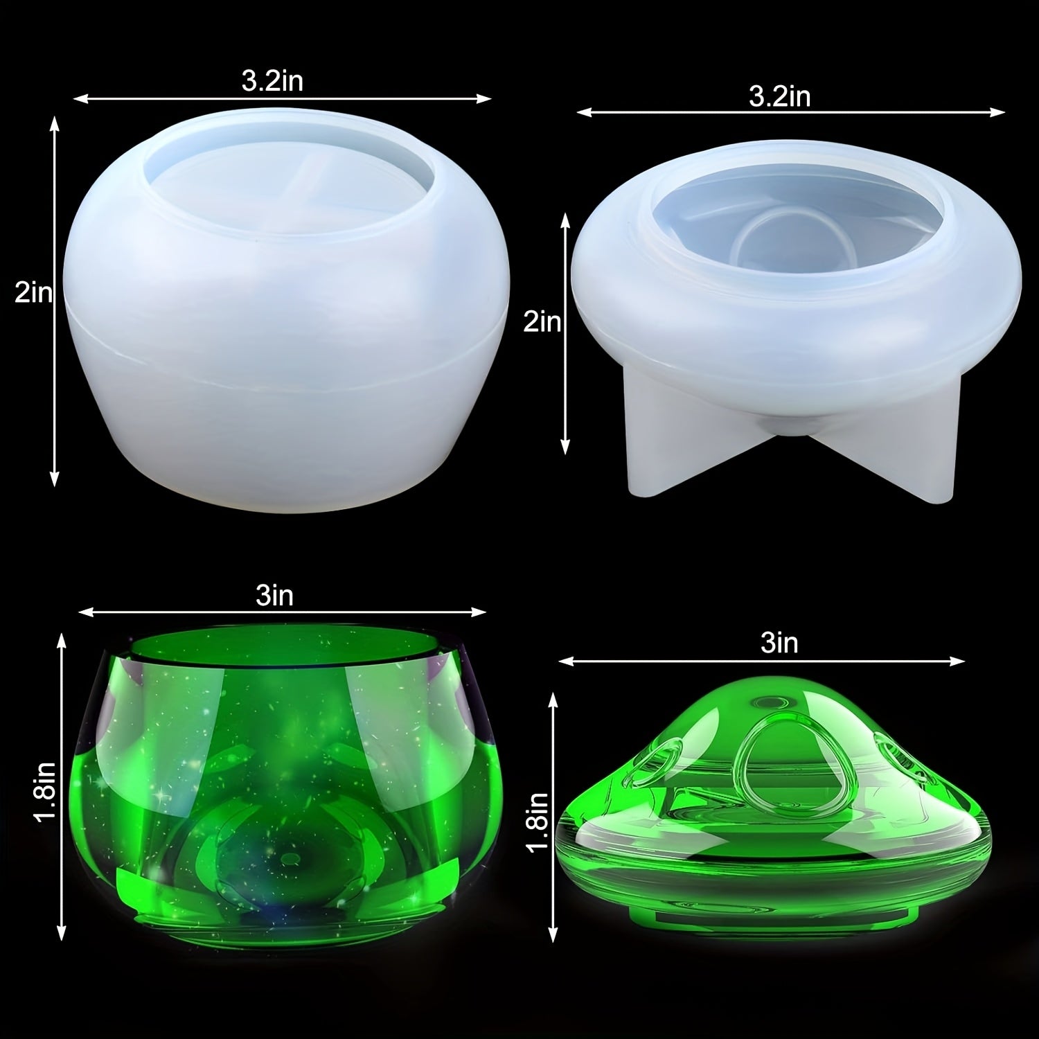 TEMU Jar Resin Molds Silicone, Mushroom Jars Silicone Molds With Lid For Epoxy Resin Casting For Storage Box, Candy Container, Home Decoration
