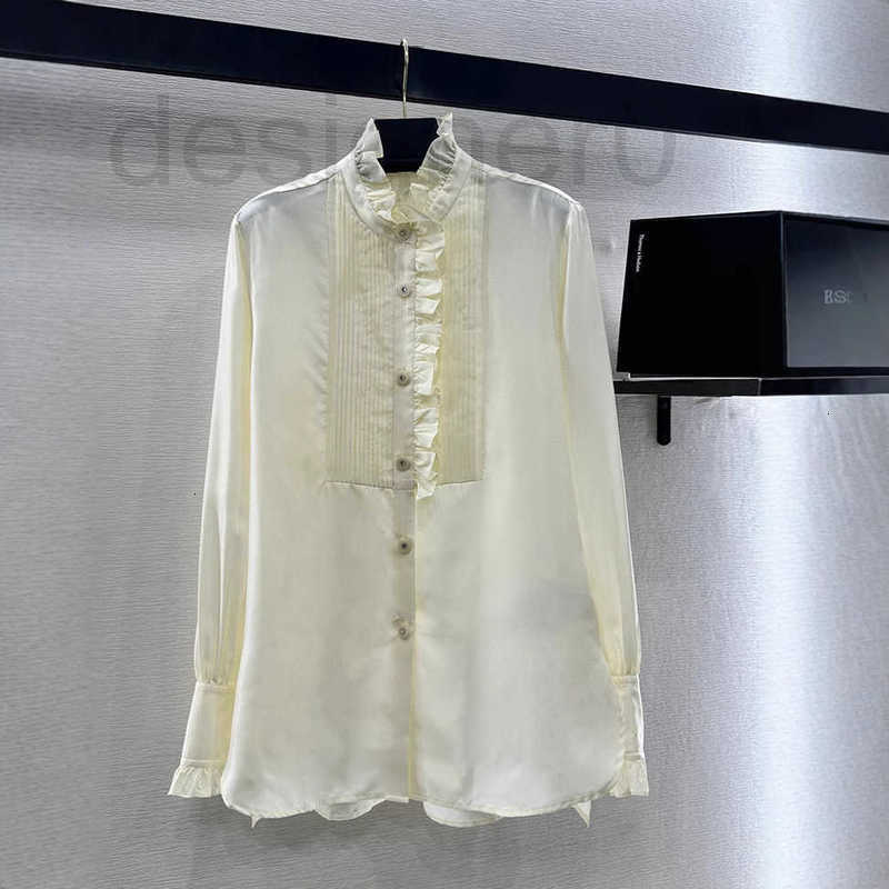Women&#039;s Blouses Shirts Designer French Shirt Early Spring Sweet Design With Ruffled Edges And Flower Bud Collar Exuding Slimming Silk For Women
