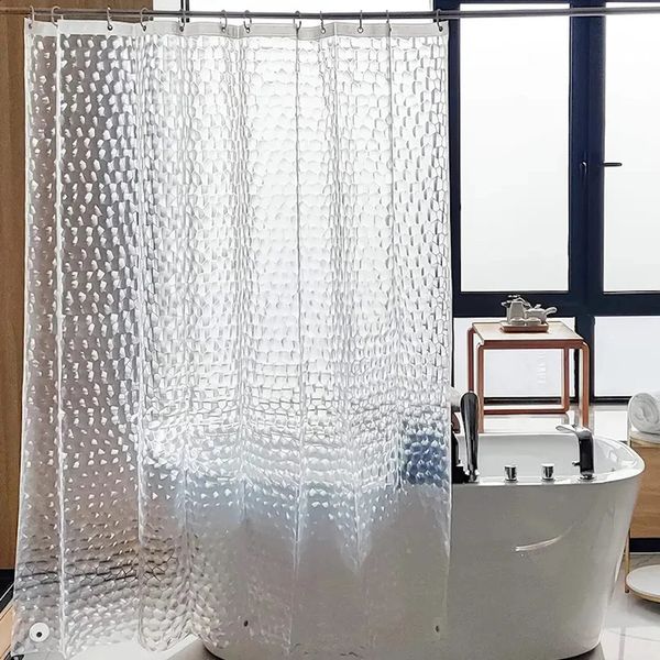 1pc Heavy Duty Clear Shower Curtain Liner with 3 Weighted Magnets WaterCube PEVA Plastic Waterproof 250108