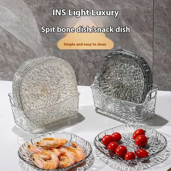 Light luxury plastic household bone spitting dishes dining tables garbage bone plates small dish plates fruit snacks dried Y240902