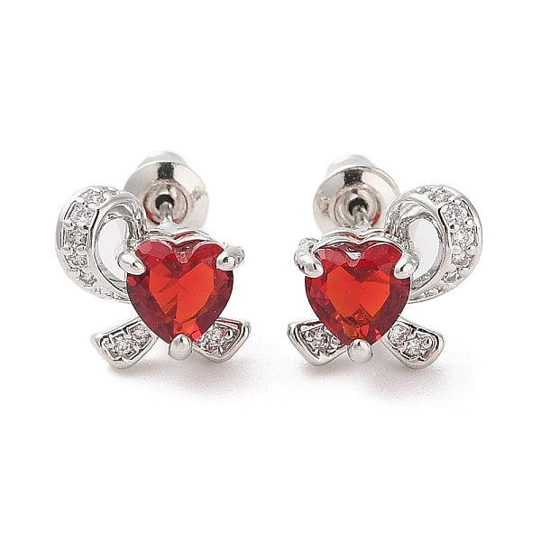 Boucles d'oreilles à clous en zircone cubique micro pavée de laiton placage en rack