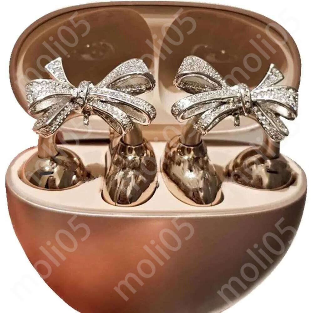 DHgadgets Bow Rhinestone for Clip on Earbuds Open Ear Elegant Zirconia Decorative Earphone Accessories, Removable Exquisite DIY Decoration