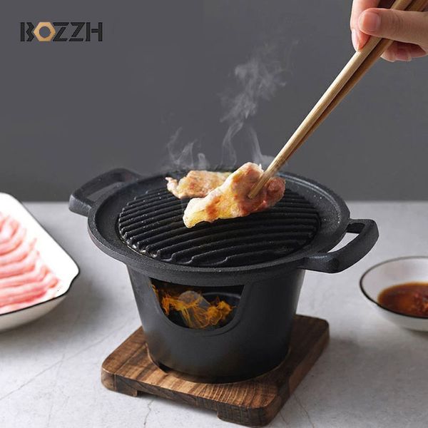 BBQ Grills BOZZH Mini Grill Japanese Alcohol Stove One Person Cooking Oven Frame Bbq For Outdoor Garden Party 2305706