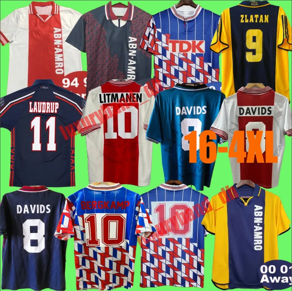 89 90 94 95 96 98 00 01 Retro ANTONY Soccer Jerseys Home VAN DER VAART IBRANIMOVIC SEEDORF BERGKAMP KLUIVERT RIJKAARD DAVIDS BLIND LITMANEN retrio f