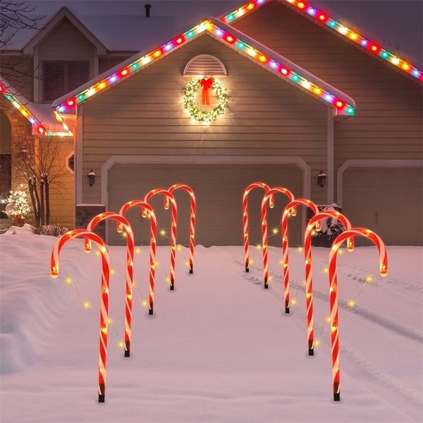 Christmas Decorations Outdoor Christmas Decorations Candy Cane Lights Xmas Tree Ornament Outdoor Yard Waterproof and Durable Christmas Decor