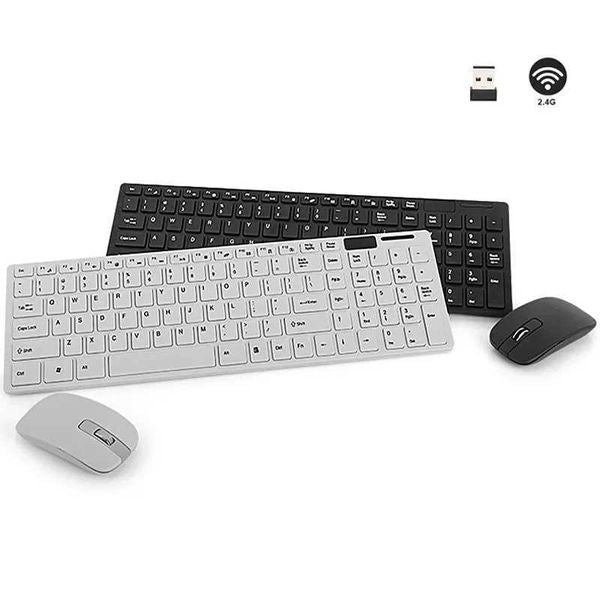 2.4G Wireless Keyboard Mouse Set Silent Keyboard and Mouse Combo Kit Ultra Slim Keyboard with Protective Film For Laptop DesktopXJ241225