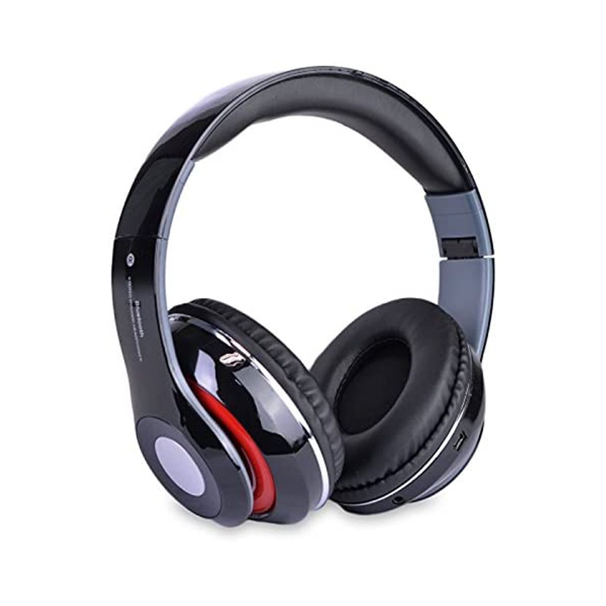 Foldable Bluetooth Over-Ear Wireless/Wired Rechargeable Headphones - Black