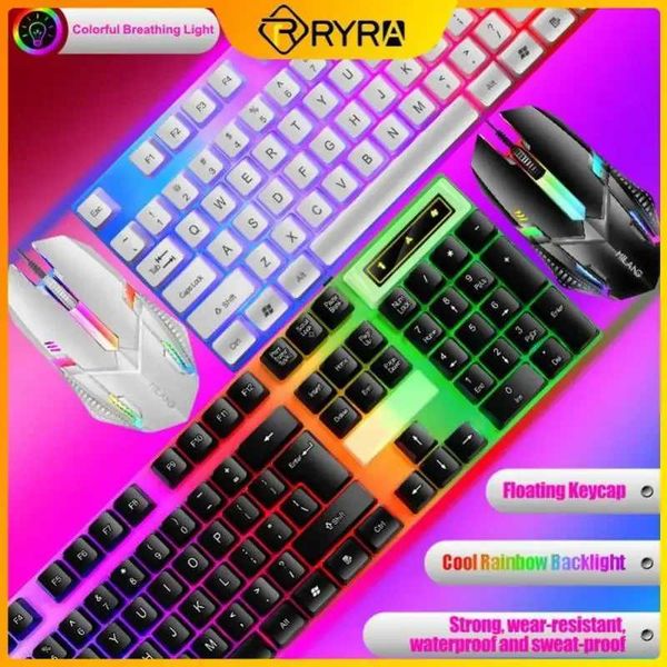 Keyboards RYRA PT6 Wireless Mechanical USB Wired Keyboard and Mouse Set with Rainbow LED Backlight Gaming Keyboard and Mouse CL250113