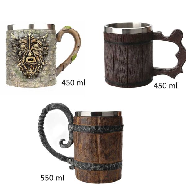 Novel Style Stainless Steel Mug Barrel Simulation Beverage Container Beer Coffee Vessel Game Film PropsM240803