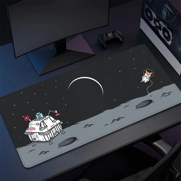 Lunar Landing Desk Mat Gaming Mouse Pad Dark Space Mousepad Gamer 900x400 Pc Keyboard Accessories Mouse Mat Office Deskpad