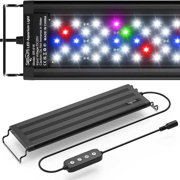 60-75cm Auto On Off LED Aquarium Light for Water Plants Full Spectrum Fish Tank Light with Timer White Blue Red Green Pink LEDs Z250205