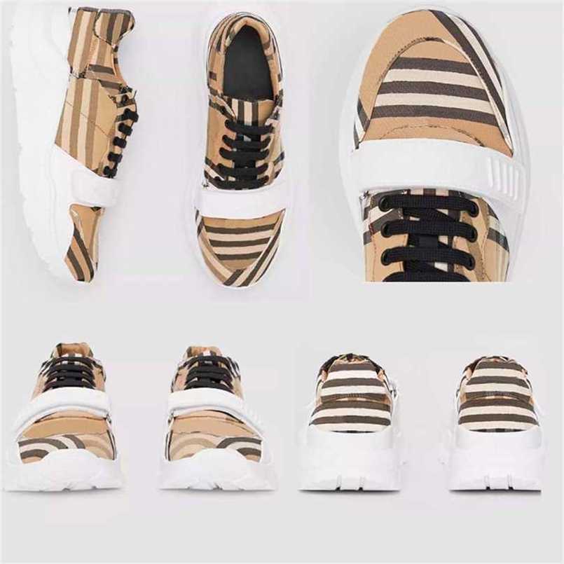 High Quality Designer Casual Shoes Real Leather Classic plaid Trainers berry Stripes Shoe Fashion Trainer For Man Woman bur color bar sneakersG5DM