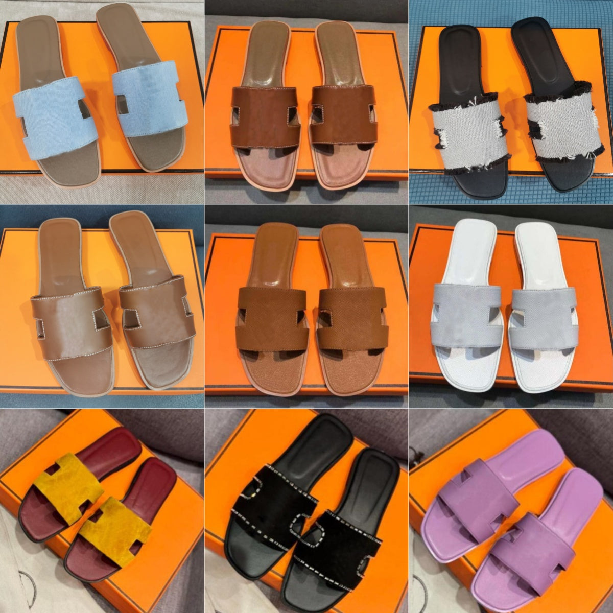 Designer fashion sandals, tassel slippers, Oran suede genuine leather high-quality slippers, denim party beach with original shoe sizes 35-42