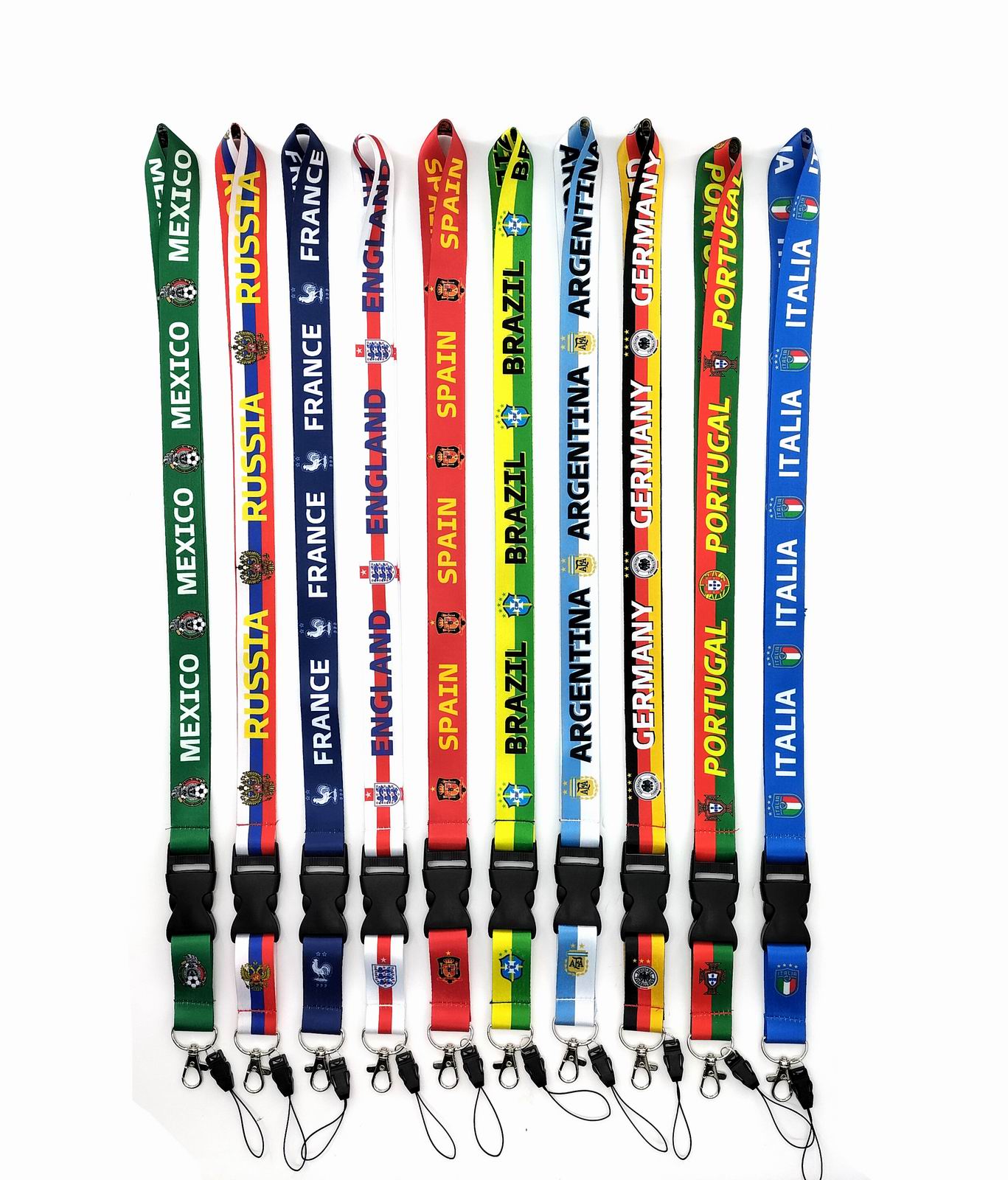 World Cup National Team Keychains Lanyard Neck Strap for ID Card Holders With Black Lanyards Office Neck Strings-Strap USB Camera DIY Phone Hanging