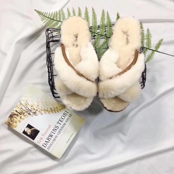 Fashion women Fluffette scuffita cotton slippers snow boots soft natural fur Classic ug fuzz casual warm indoor outdoor women&#039;s shoe