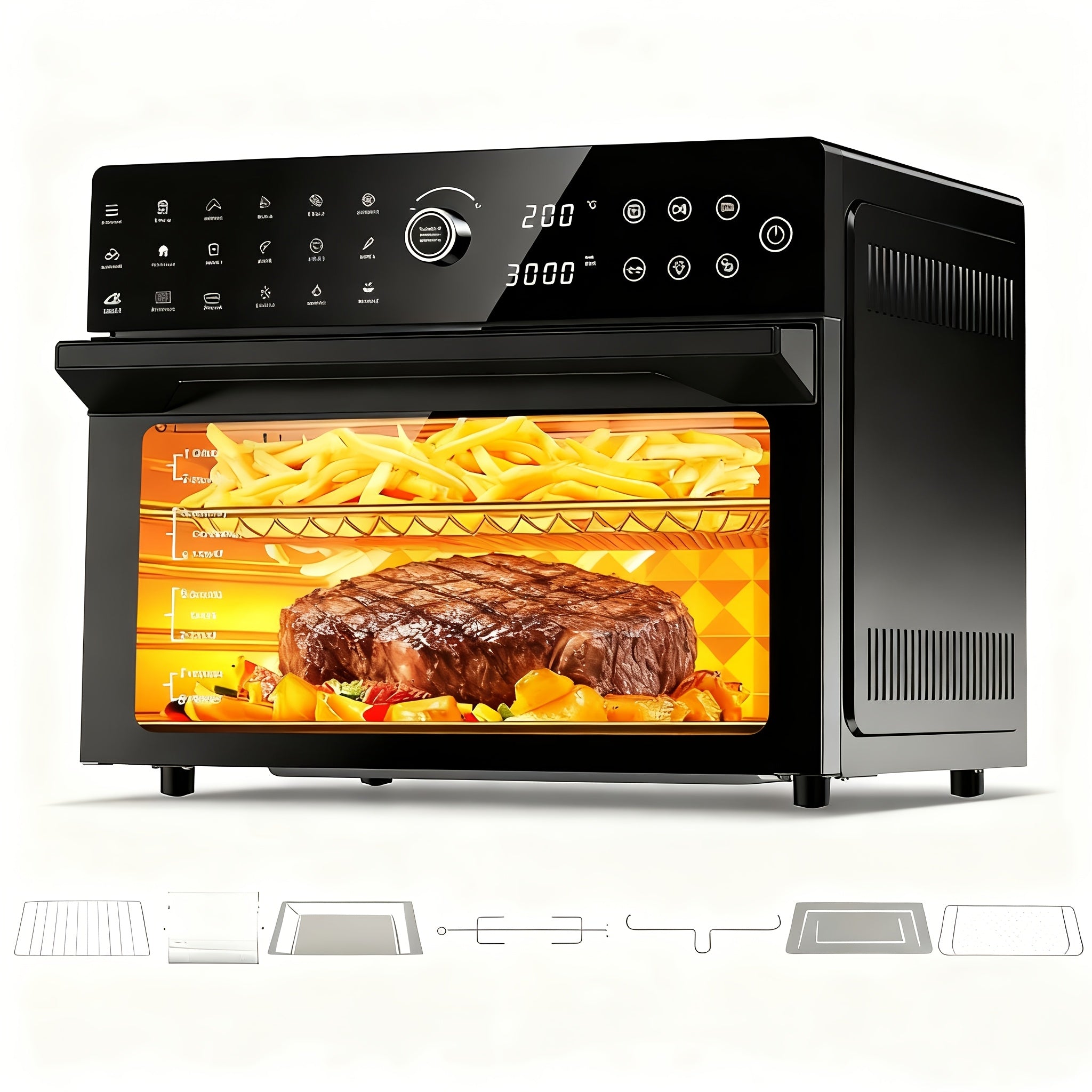 TEMU Fryer Oven, Microwave, Extra Large 32-quart Air Fryer And Toaster Oven Combo, 20-in-1, 1800w, 360° Hot Air Circulation, For , Multifunctional
