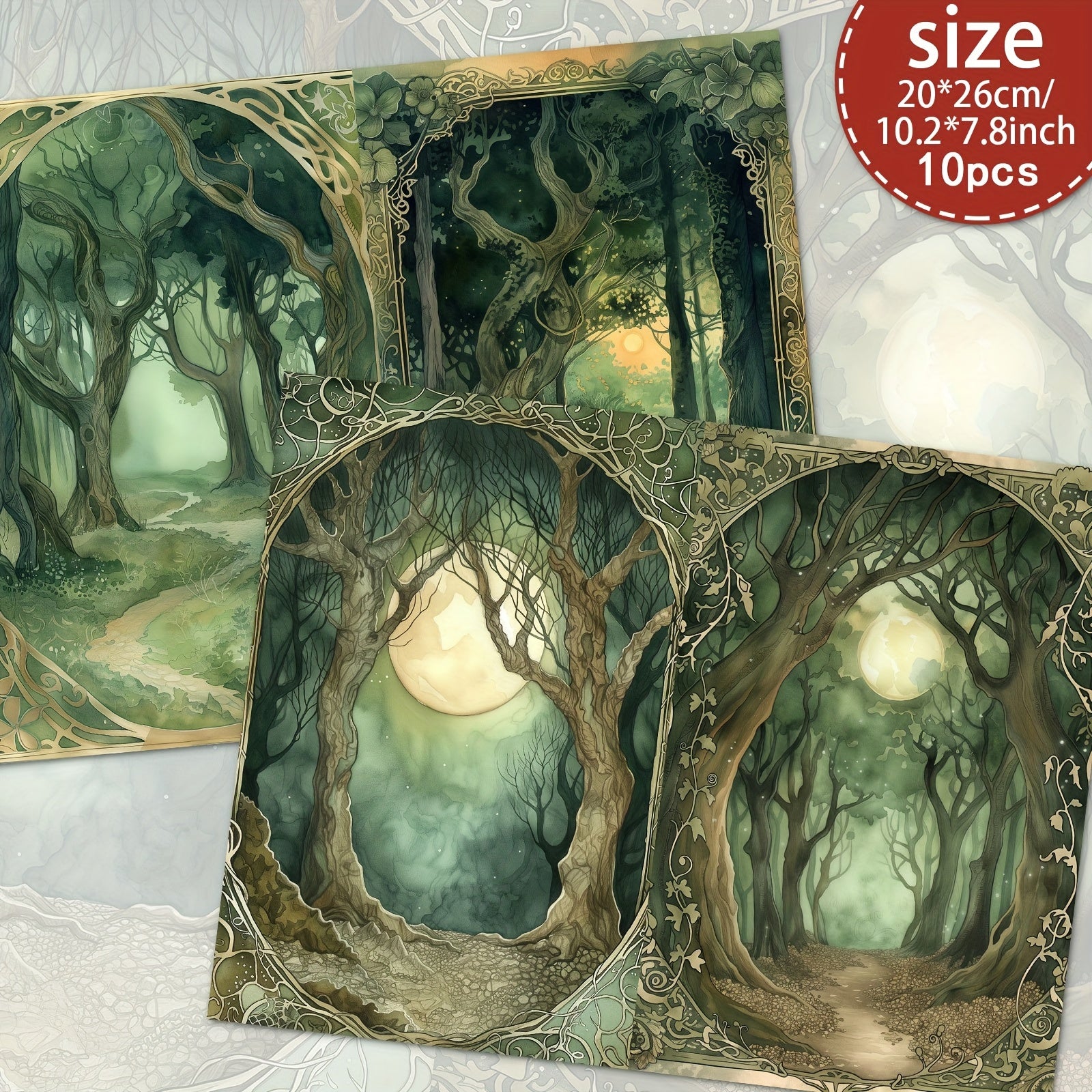 TEMU 10 Sheets A4 Vintage- Forest Scrapbooking Paper Set, Handcrafted Junk Journal And Decorative Craft Paper, Craft Supplie Scrapbooking Supplies,