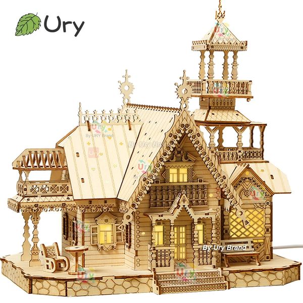 3D wooden puzzle villa House Royal Castle equipped with lightweight assembled toys DIY model kits for children and adults desktop decoration