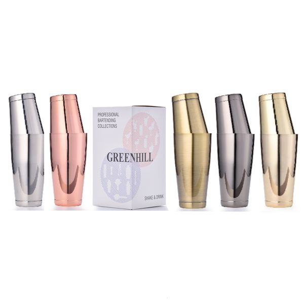 Bar Tools Premium Boston Cocktail Shaker Weighted Shaking Tins Golden Copper Plated Black Mirror Finish Barware Tools 221121