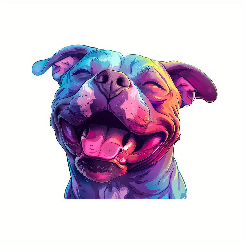 TEMU 1pc Vibrant Happy Pitbull Decal - Vinyl Sticker For Water Bottles, Cars, Motorcycles, Laptops, And Trucks
