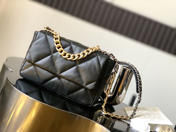 10A Top Tier Mirror Quality 19 Flap Bags Small Real Leather Quilted Flap Caramel Purse Luxury Designer Womens Crossbody Shoulder Gold Strap