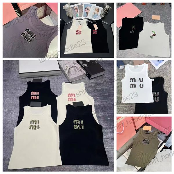 designer tshirt top clothes women Embroidery Logo Tank Tops women Summer Short Slim Navel exposed outfit Elastic Sports Knitted Tanks