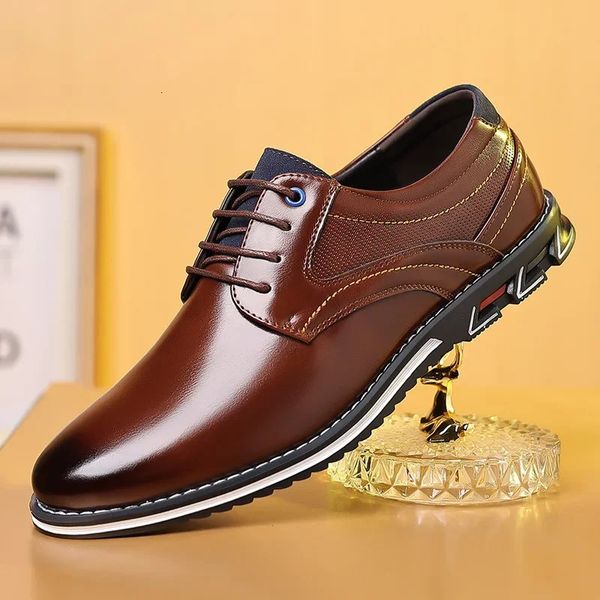 Retro Men Business Leather Shoes Fashion Casual Shoes for Men Office Brown Knight Loafers Elegant Breathable Mens Leather Shoes 250103