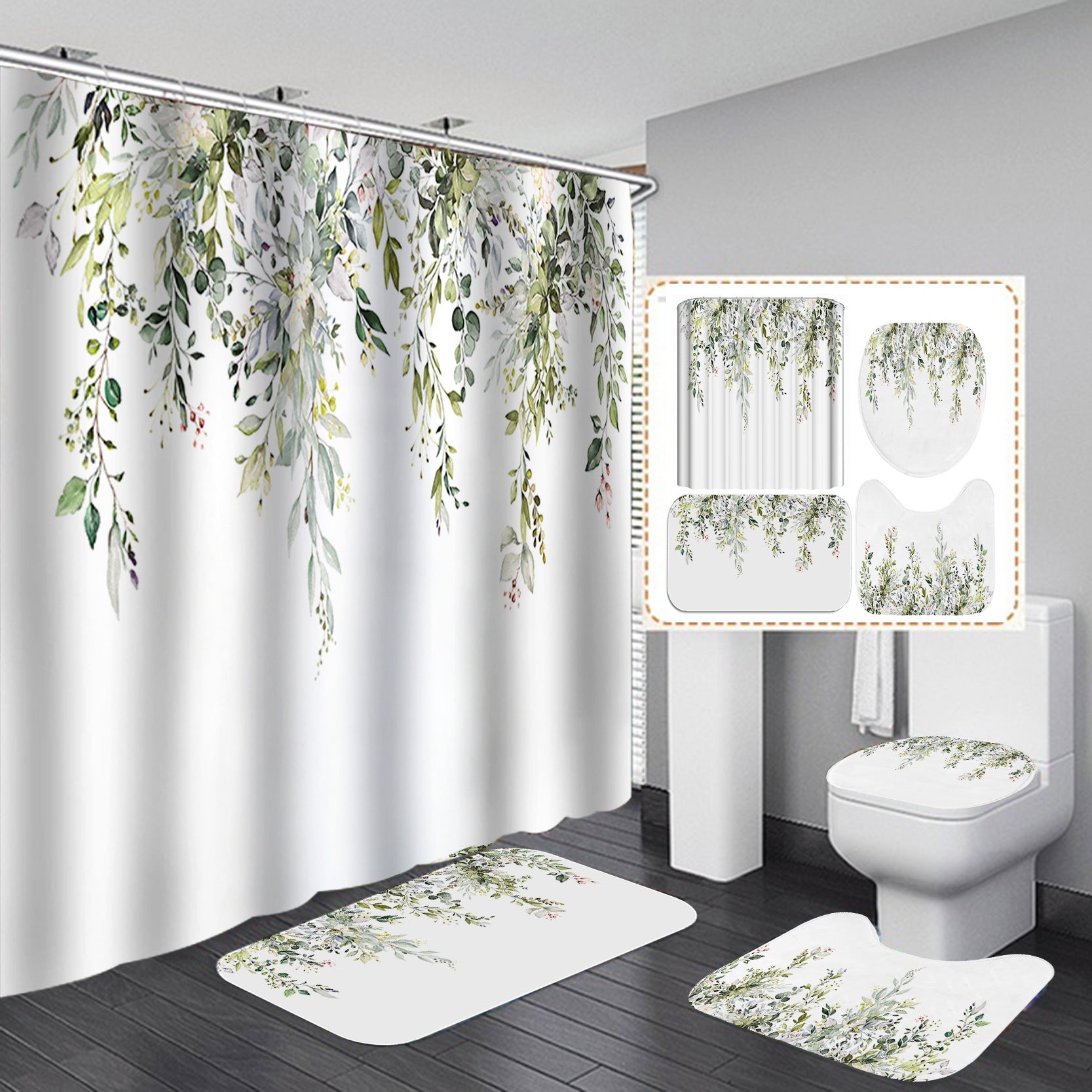 YL-37467 bathroom toilet punch-free curtain waterproof anti-light roller blinds toilet toilet block curtain toilet three-piece set