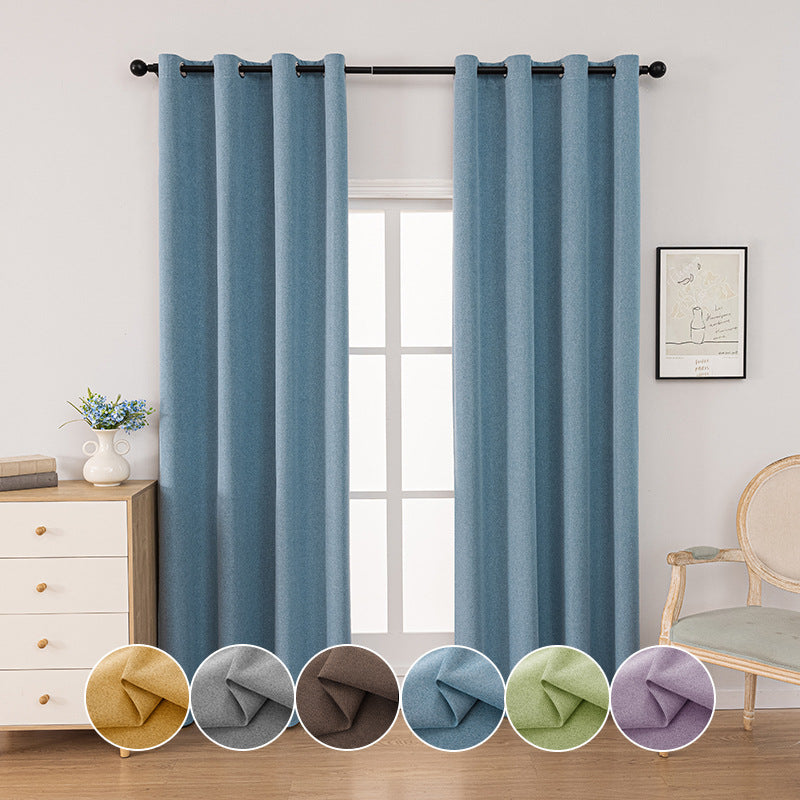 YL-36515 cross-border linen cotton linen full light-proof curtain sunshade heat insulation solid color foreign trade curtain