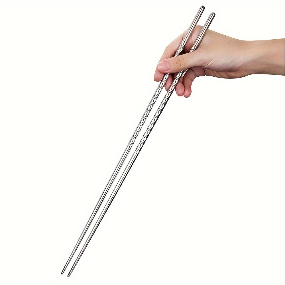 TEMU 1 Pair 15.2in-38cm Extra Long Stainless Steel Chopsticks - Durable, Easy-to-use Cooking Utensils For Frying, Hot Pot, Restaurant And Kitchen Use