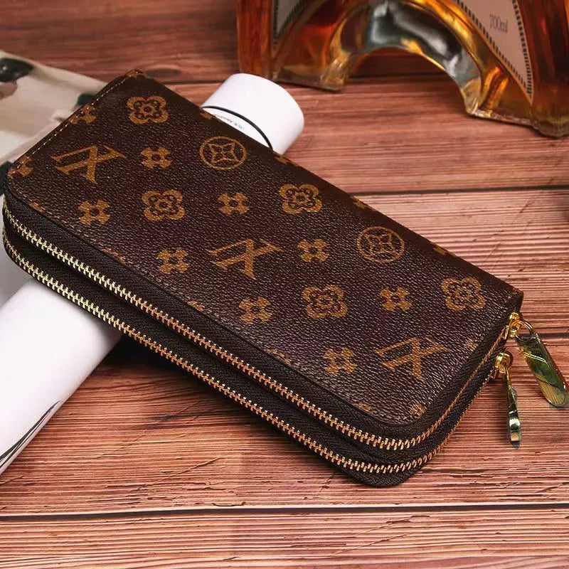 high quality Double zipper Wallets Mens Leather Wallet Holders For Brown flower women Purse Monograms Luxury Purses Wallets Zipper Coin fashion Purs