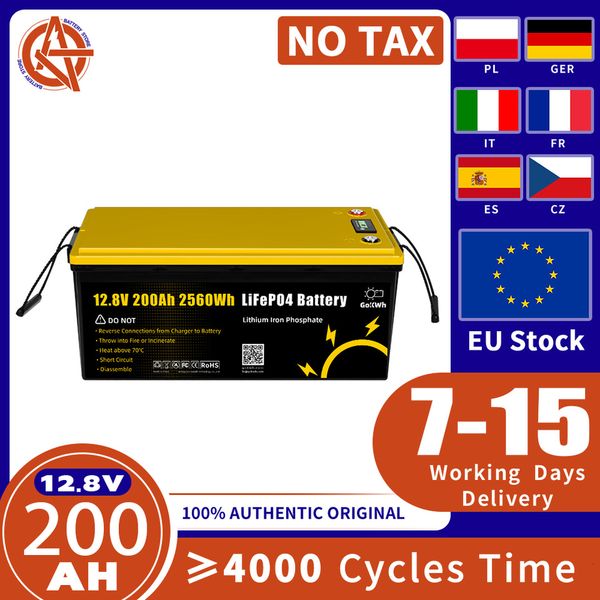 EU BMS LCD 4000+ Cycles 200AH LiFePO4 12V Battery Pack 12.8V Rechargeable battery Cells For Yacht Golf Carts Forklift Wheelchair