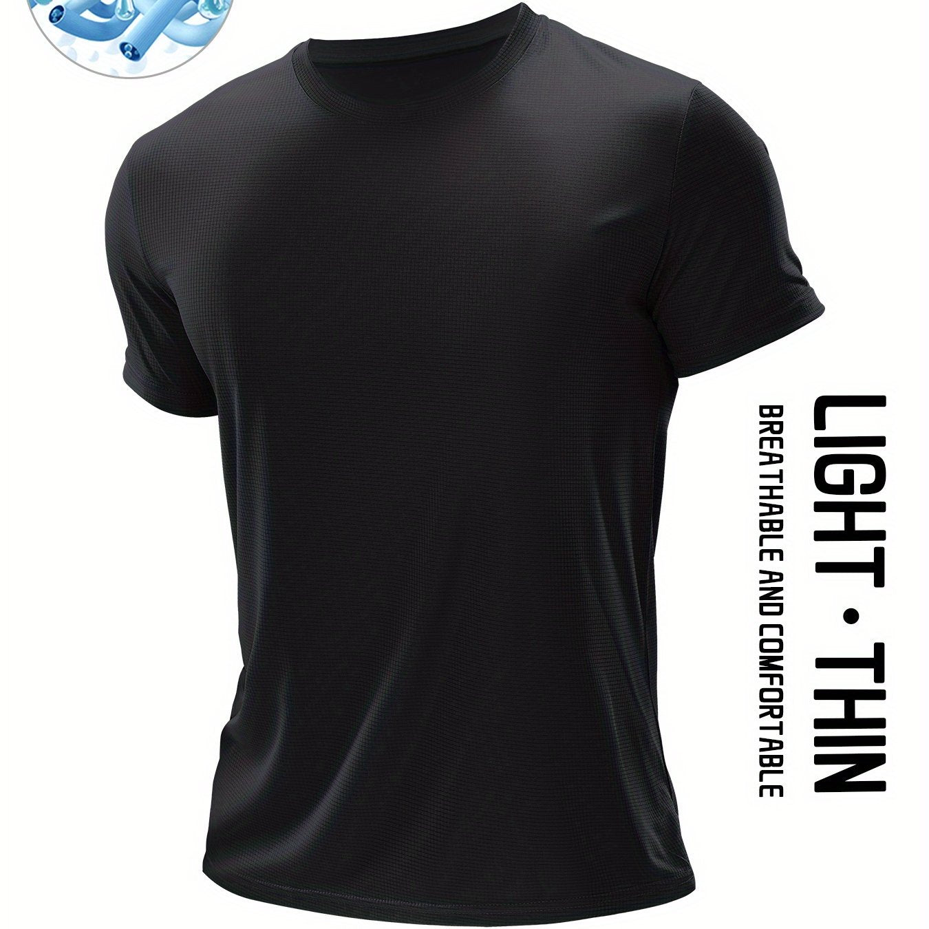 TEMU Men's T-shirt, Casual Short Sleeve Slim- Neck Tee, Men's Clothing For Outdoor