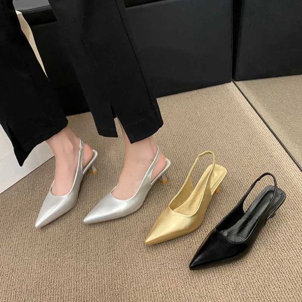 New elegante Selta de Summer Summer Sump Shoes de Party Shoes Solid Solid Solid Sandals Sandals de salto alto