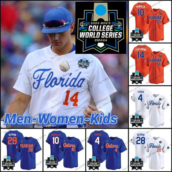 Florida Gators 2024 College World Series Baseball Jerseys Cade Kurland 4 Jac Caglianone BT Riopelle Luke Heyman Wyatt Langford Luke Mcneilli