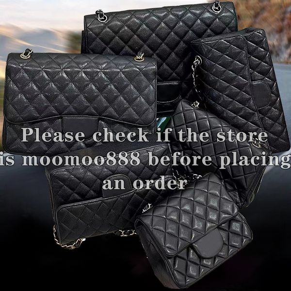 12A All-New Mirror Quality Designer Mini Square Bag Medium Caviar Lambskin Quilted Bag for Women Black Leather Shoulder Bag Jumbo Double Fla