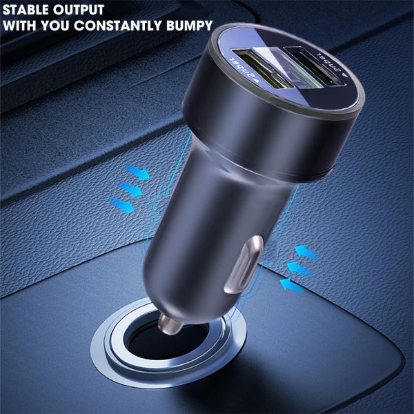 Fast 240W Charging 2 Ports Car Charger Adapter Digital Display QC3.0 USB Mobile Phone Chargers for IPhone Samsung Xiaomi s I