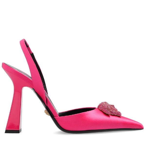 75mm Or 110mm Dress Shoes Women Crystal Slingback Pumps Designer La Medusa Shoes Dinner Sandals Women Party Top Quality Leather High Heels S