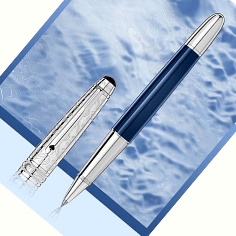 wholesale Special Edition Around the World in 80 Days 163 Rollerball Ballpoint Pen Blue And Black Resin Office School Writing Fountain Pens With Ser
