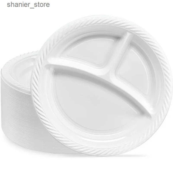 Dishes Plates Circular plastic board microwave disposable white tableware (200 10 inches) L240910